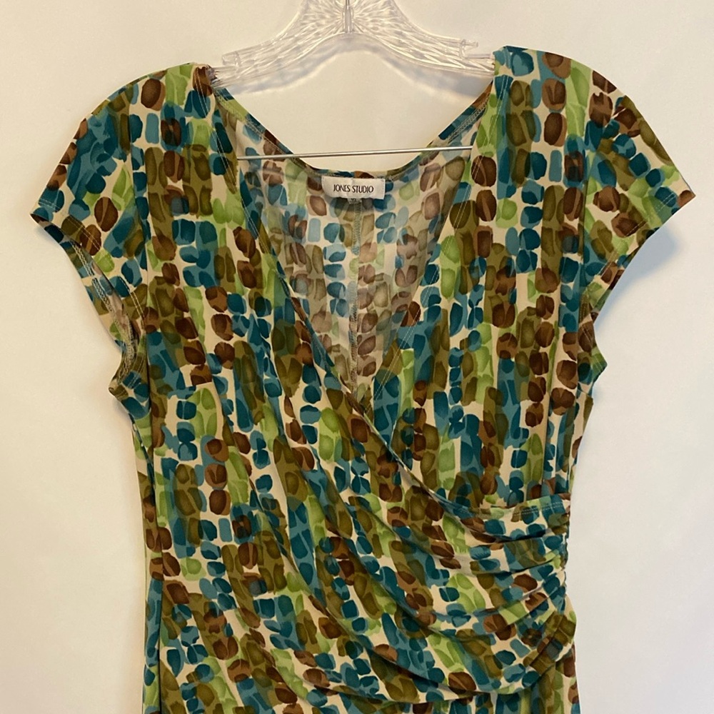 Jones Studio Multicolor Abstract Wrap Dress – Size 10 (#517)